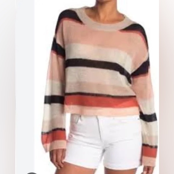 WILDFOX Long Sleeve Stripes Sweater Size S Multicolored Thin Knit Sahara Phoebe - Picture 2 of 10